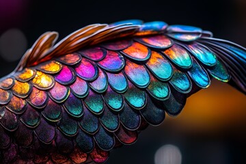 Macro photo of a fishâ€™s scale, shimmering in iridescent colors revealing a spectrum of vibrant hues hidden in plain sight