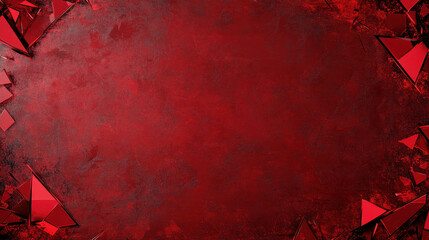 Canvas Print - Dark red textured background with geometric triangle shapes, edgy design.