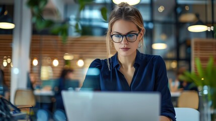 Canvas Print - The Young Woman with Laptop