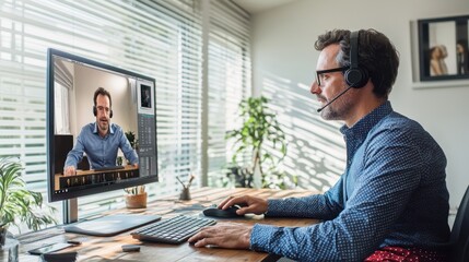 Wall Mural - The Man on Video Call.