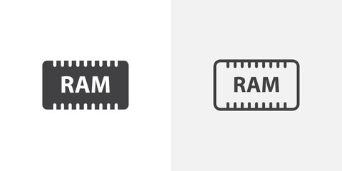 Poster - RAM memory icon in black filled and outlined style