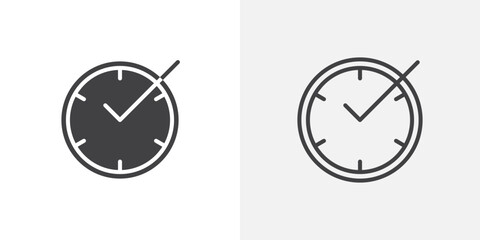 Poster - Save time icon in black filled and outlined style