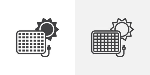 Poster - Solar energy icon in black filled and outlined style