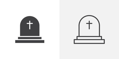 Poster - Tombstone icon in black filled and outlined style