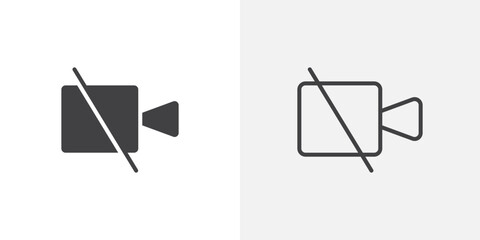 Fototapete - Video off icon in black filled and outlined style