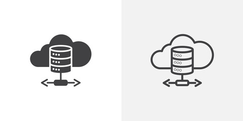 Poster - Cloud database icon in black filled and outlined style