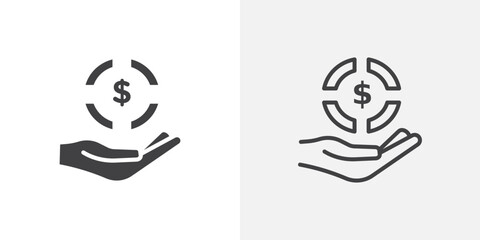 Poster - Contribution icon in black filled and outlined style