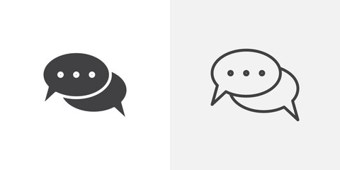 Poster - Conversation icon in black filled and outlined style