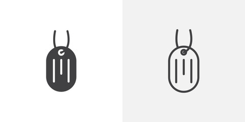 Poster - Dog tag icon in black filled and outlined style