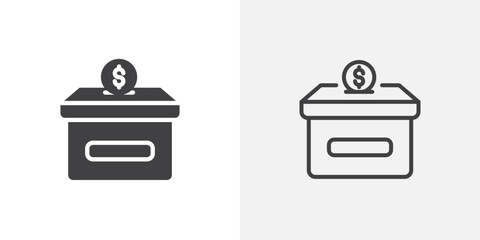 Poster - Donation icon in black filled and outlined style