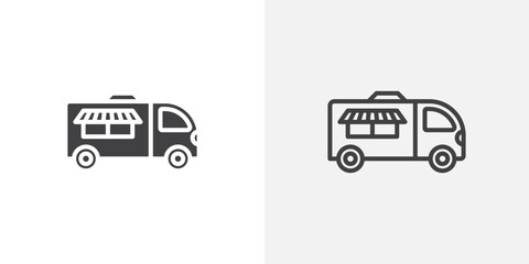 Poster - Food truck icon in black filled and outlined style