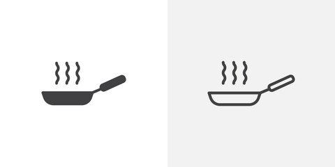 Poster - Frying pan icon in black filled and outlined style