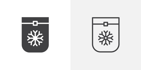 Poster - Frozen food bag icon in black filled and outlined style