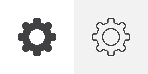 Poster - Gear icon in black filled and outlined style