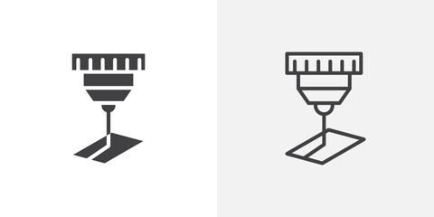 Poster - Laser machine icon in black filled and outlined style