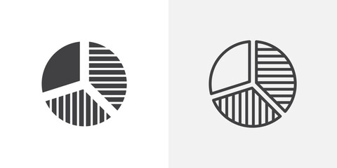 Poster - Market share icon in black filled and outlined style