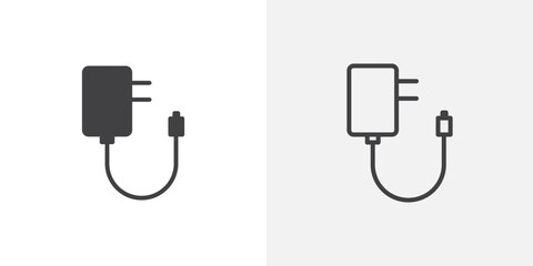 Poster - Mobile charger icon in black filled and outlined style