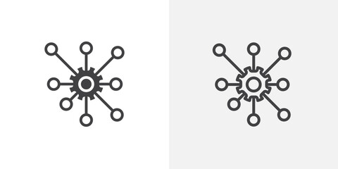 Poster - Multichannel marketing icon in black filled and outlined style