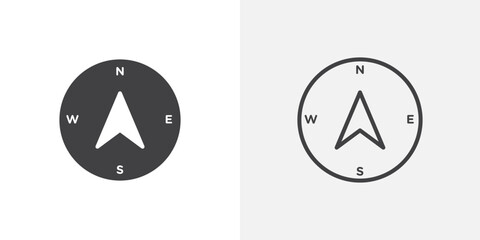 Poster - North icon in black filled and outlined style