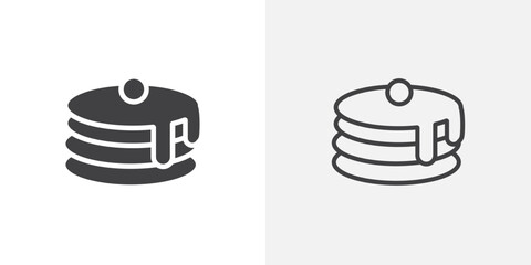 Poster - Pancakes icon in black filled and outlined style