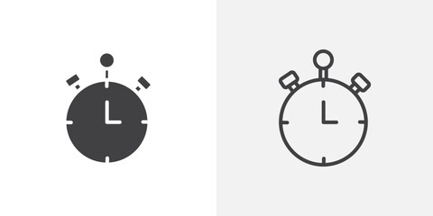 Poster - Pocket watch icon in black filled and outlined style