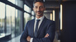 © Alex - Confident Business Professional in Tailored Suit Standing in Modern Office Setting
