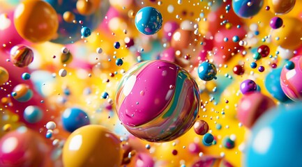 Fototapete - Colorful Abstract Background with Spheres and Bubbles
