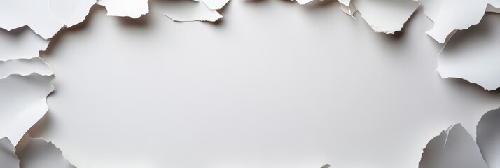 Poster - A white background with a torn paper frame surrounding it. This image symbolizes a new beginning, freedom, creativity, and breaking free from limitations.