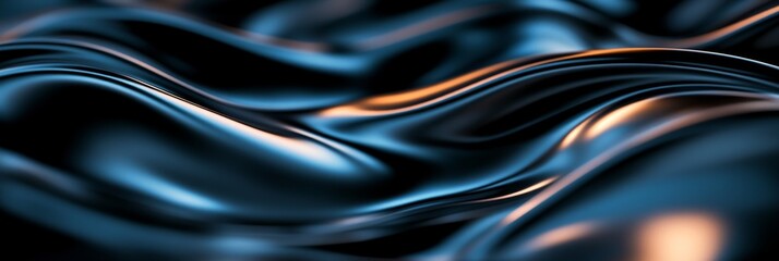 Poster - Abstract close-up of silver liquid metal waves with light reflections.  The image symbolizes fluidity, movement,  transformation, elegance, and modern design.