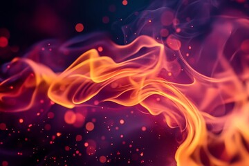 Poster - This abstract image showcases a swirling, fiery flame in vibrant hues of orange and red, reminiscent of passion, energy, and transformation. The subtle background bokeh adds a touch of magic and mysti
