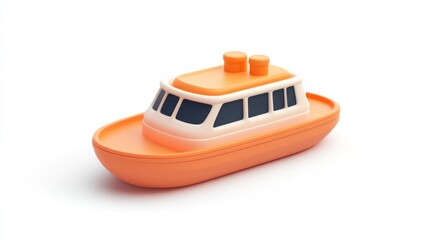 Canvas Print - A stylized orange and white toy boat, designed for play and imagination.