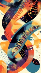Fototapete - Abstract Colorful Art with Geometric Shapes and Patterns
