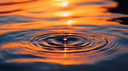 Poster - Droplet creating ripples in water during golden