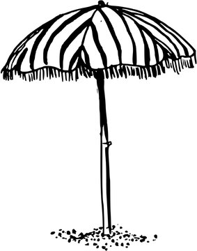 Parasol Sea, ocean related object. Hand drawn minimal design. Perfect for wallpaper, template, banner, wall decor, print, postcard, cover. Vector illustration