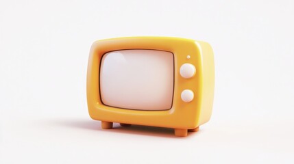 A vintage-style yellow television set with two knobs and a blank screen.