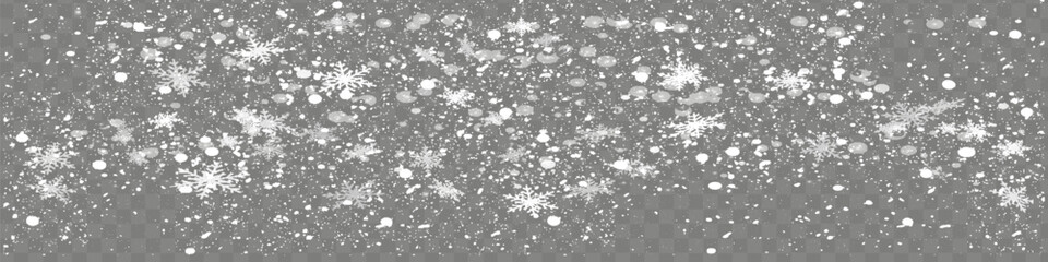 Wall Mural - Christmas snow. Falling snowflakes on a dark background. Snowfall. Vector illustration.