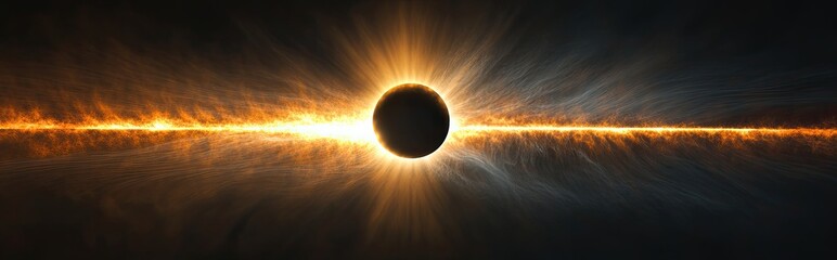 Poster - Dramatic Abstract Representation of a Solar Eclipse With Glowing Corona and Deep Contrasts in Light