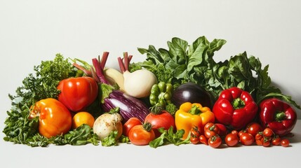 Wall Mural - A Colorful Still Life of Fresh Vegetables and Greens