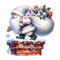 Wall Mural - A Christmas gnome is standing on a chimney.