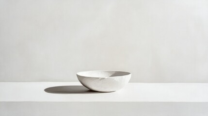 Poster - A White Bowl on a White Platform Against a White Wall