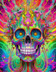 Canvas Print - psychedelic human skull