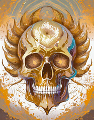 Wall Mural - psychedelic human skull