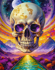 Wall Mural - psychedelic human skull