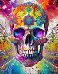Wall Mural - psychedelic human skull