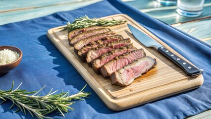 Canvas Print -  medium rare sliced grilled striploin beef