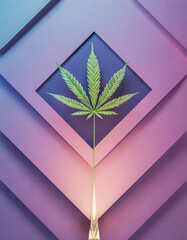 Wall Mural - Psychedelic illustration of a hemp leaf