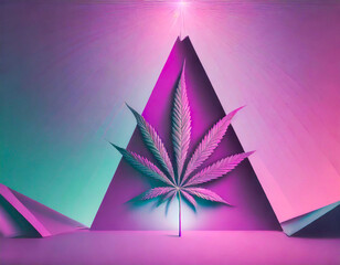 Wall Mural - Psychedelic illustration of a hemp leaf