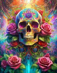 Wall Mural - Psychedelic human skull