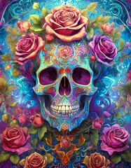 Wall Mural - Psychedelic human skull