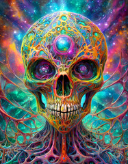Wall Mural - Psychedelic human skull